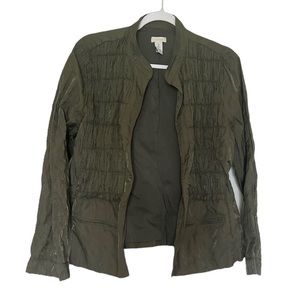 Chicos Army Green Ruched Light Jacket